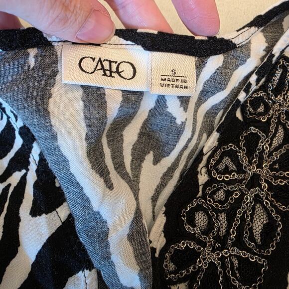 CATO Women's Zebra Print Y2K Tunic Top SZ Small - Picture 4 of 8